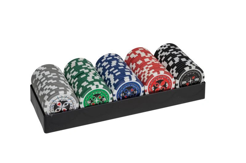 100 poker chips in tray (3754)