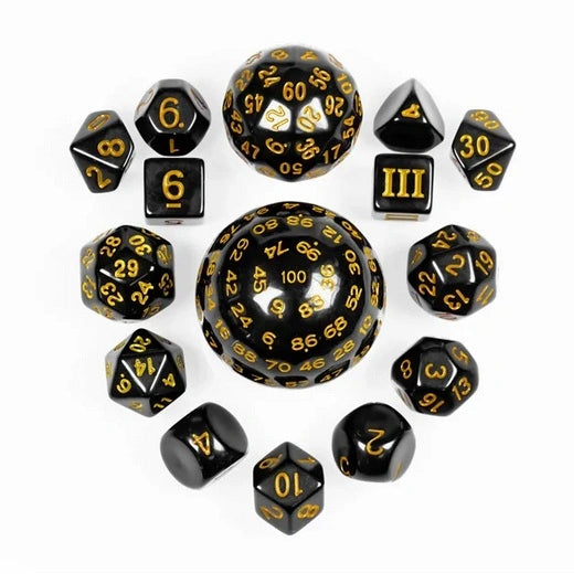 Complete Dice Set D3-D100 Black/Yellow
