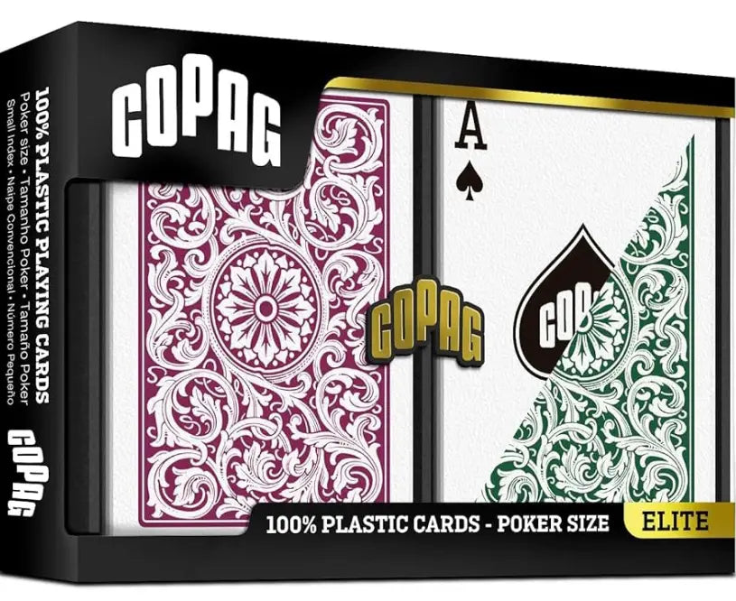 1546 Elite Poker size - Regular index playing cards double deck Burgundy/Green