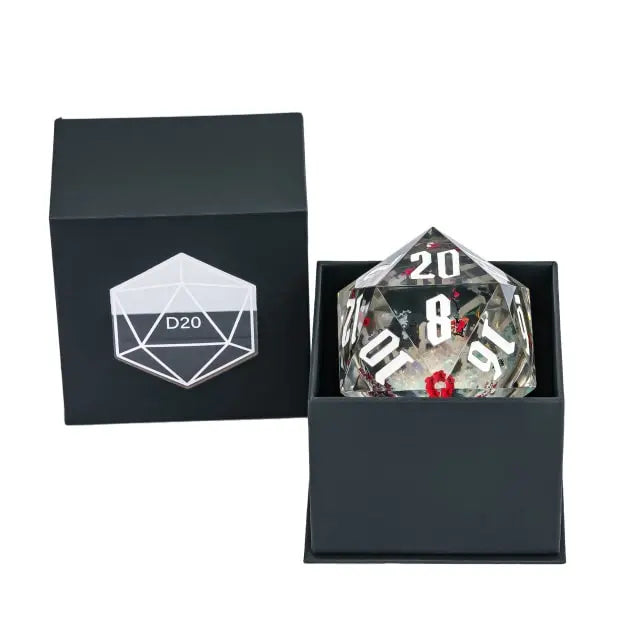 Liquid Core D20 Red Flower Glitter (55mm)