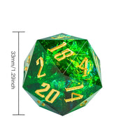 Titan D20 Green Glitter  (33mm)  (gold font)