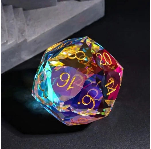 D20 Rainbow Kristall Glass tärning (Brick Veneer) (30mm)