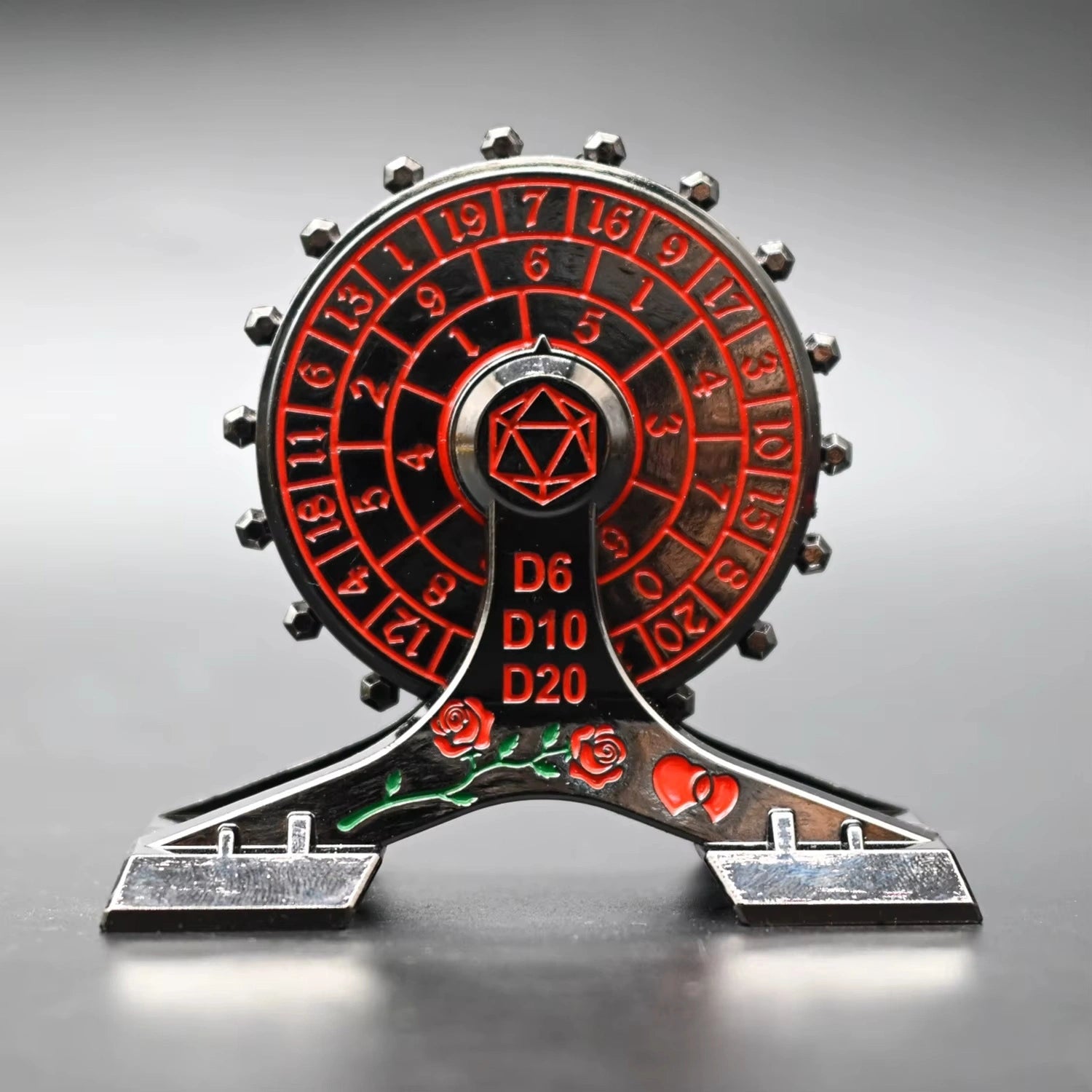 Hjul 7-i-1 spin tärning för dnd/rollspel - Röd/Svart