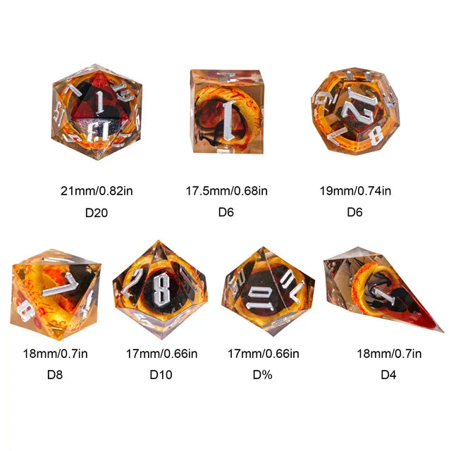 A Role Playing Dice Set - Amber Ring Dice