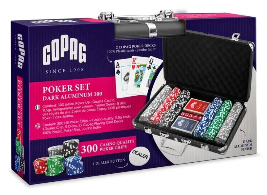 300 Poker Chips Set in Dark Aluminum Suitcase Copag