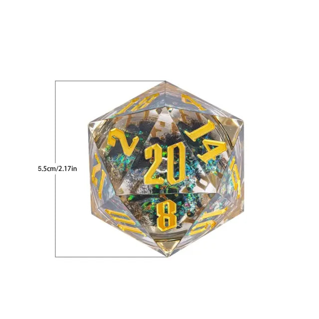 Liquid Core D20 Dark Glitter (55mm) Gold Font