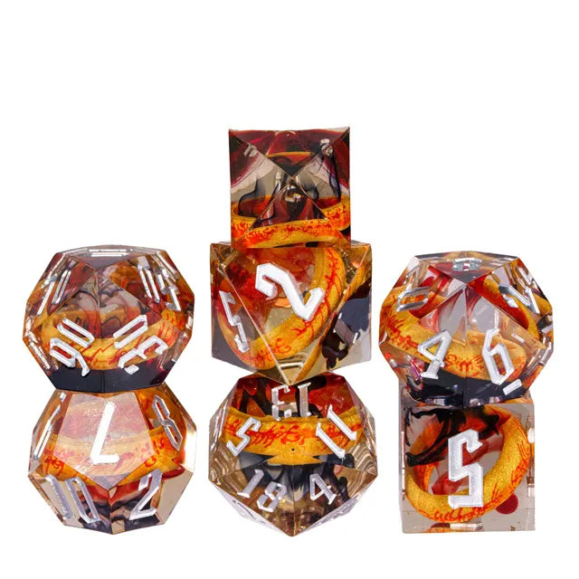 A Role Playing Dice Set - Amber Ring Dice