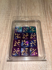 Purple/Blue Positive/Negative D6 Dice 16 mm (12st)