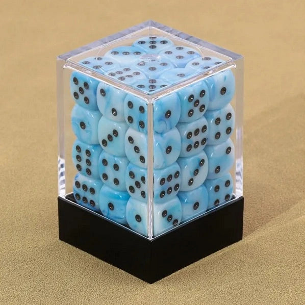 Blå Silk Tärningar 12 mm D6 (36 st)
