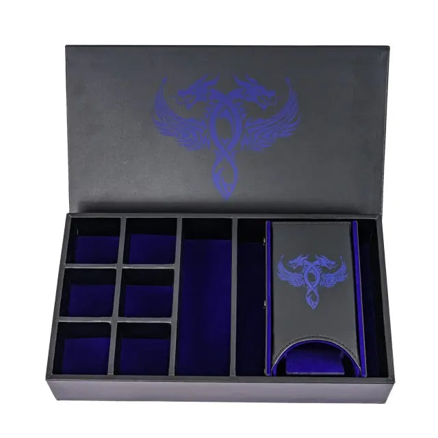 Leather Dice Tower & Storage Box (Blue)