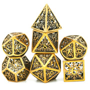 A Role Playing Dice Set Metallic - Hollow Metal DND Dice (Snowflake) Bronze