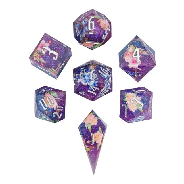 A Role Playing Dice Set - Purple Flower Dice