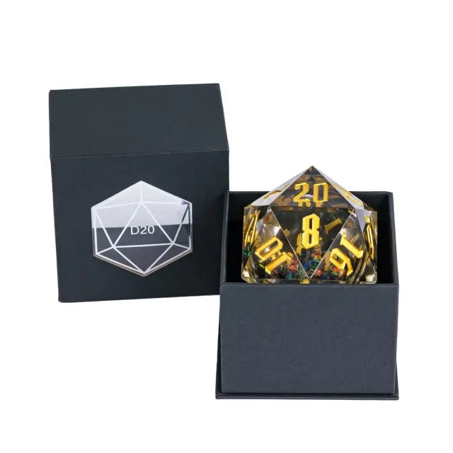 Liquid Core D20 Dark Glitter (55mm) Gold Font