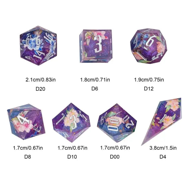 A Role Playing Dice Set - Purple Flower Dice