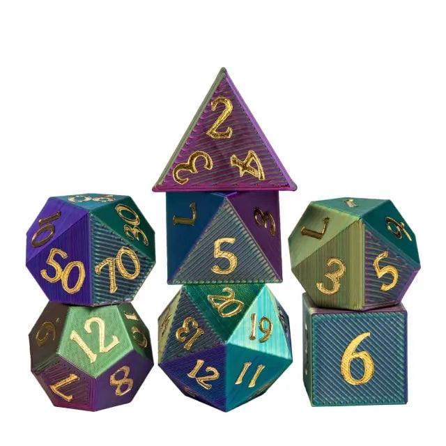 A Role Playing Dice Set Light Weight- Purple/Blue/Green (105 g)