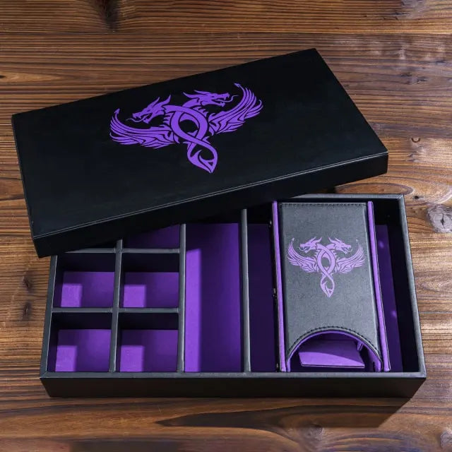 Leather Dice Tower & Storage Box (Purple)