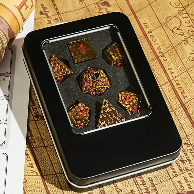 A Role Playing Dice Set Metallic - Dragon Scale Gold