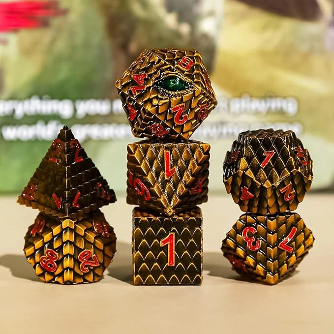 A Role Playing Dice Set Metallic - Dragon Scale Gold