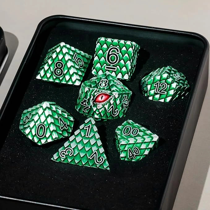 A Role Playing Dice Set: Metallic - Dragon Scale Green