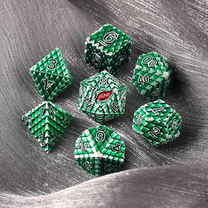 A Role Playing Dice Set: Metallic - Dragon Scale Green
