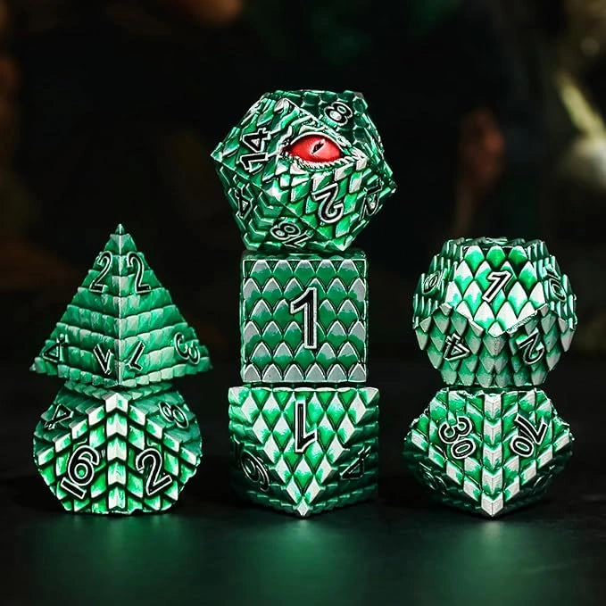 A Role Playing Dice Set: Metallic - Dragon Scale Green