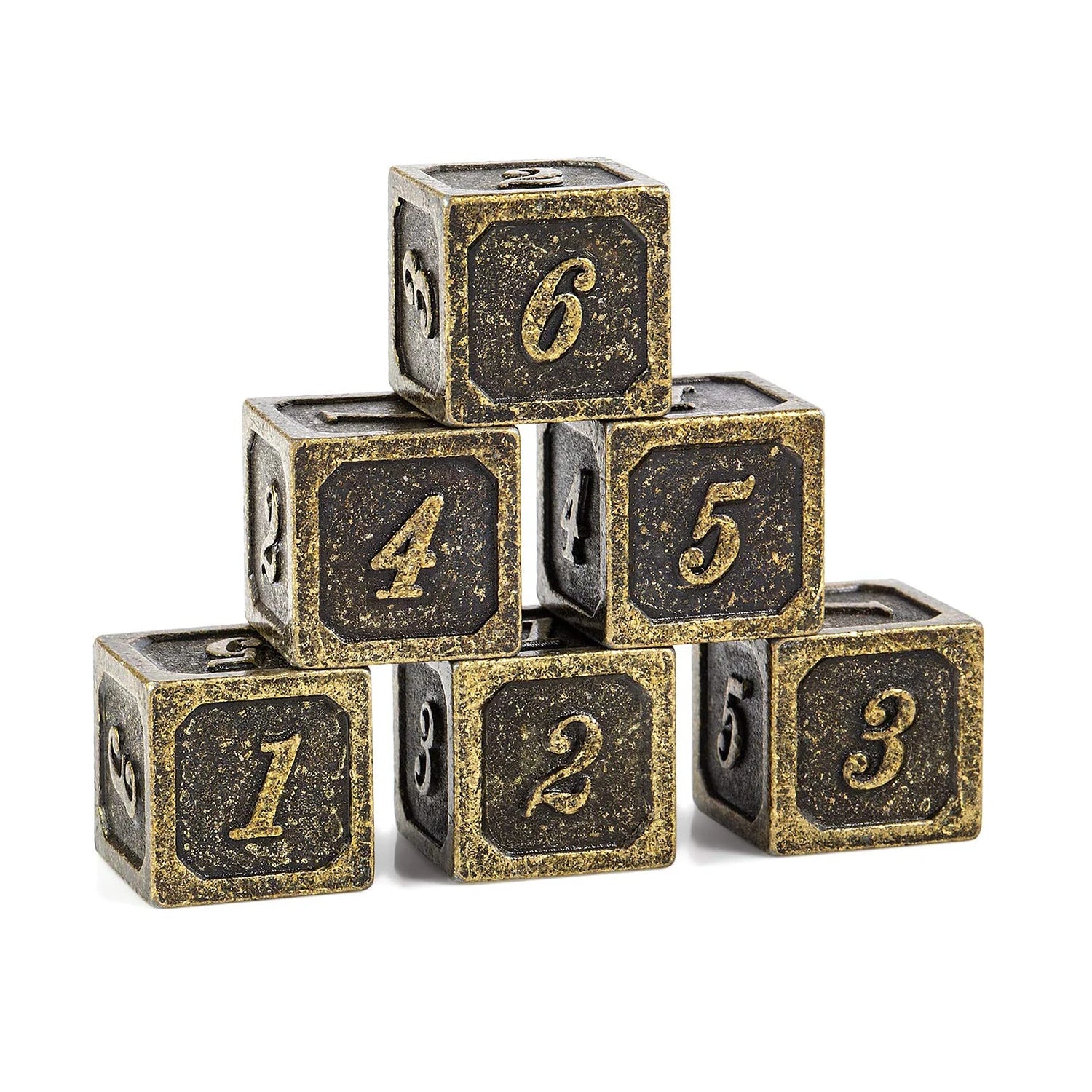 Tärningar Brons D6 Metal (6st) 14mm