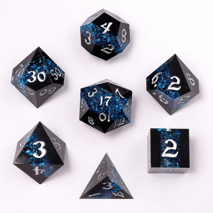 Captured Magic Sharp Edge Resin Dice Set Mana Path Blue