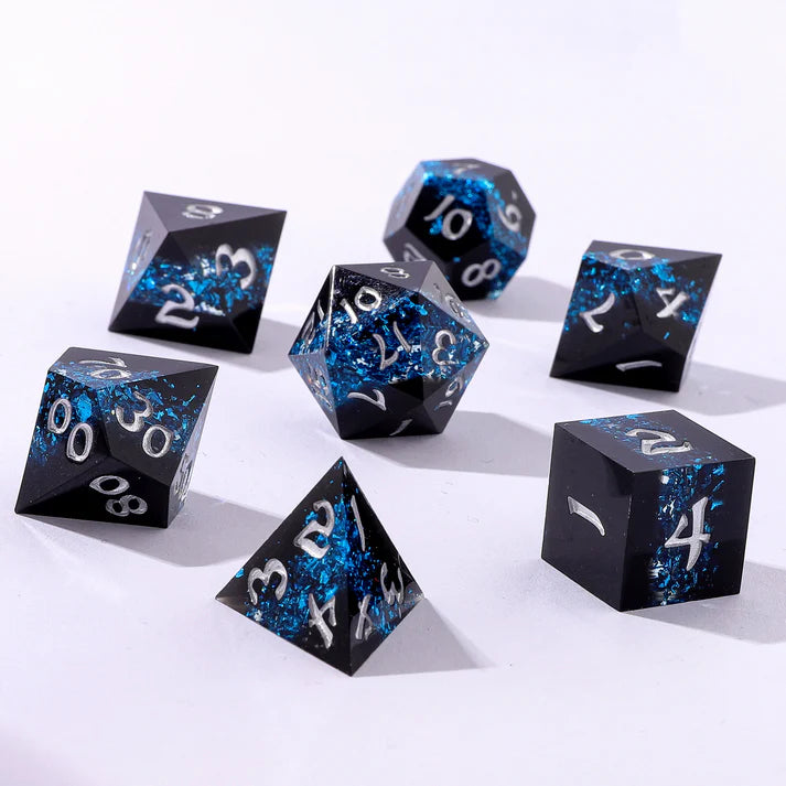 Captured Magic Sharp Edge Resin Dice Set Mana Path Blue