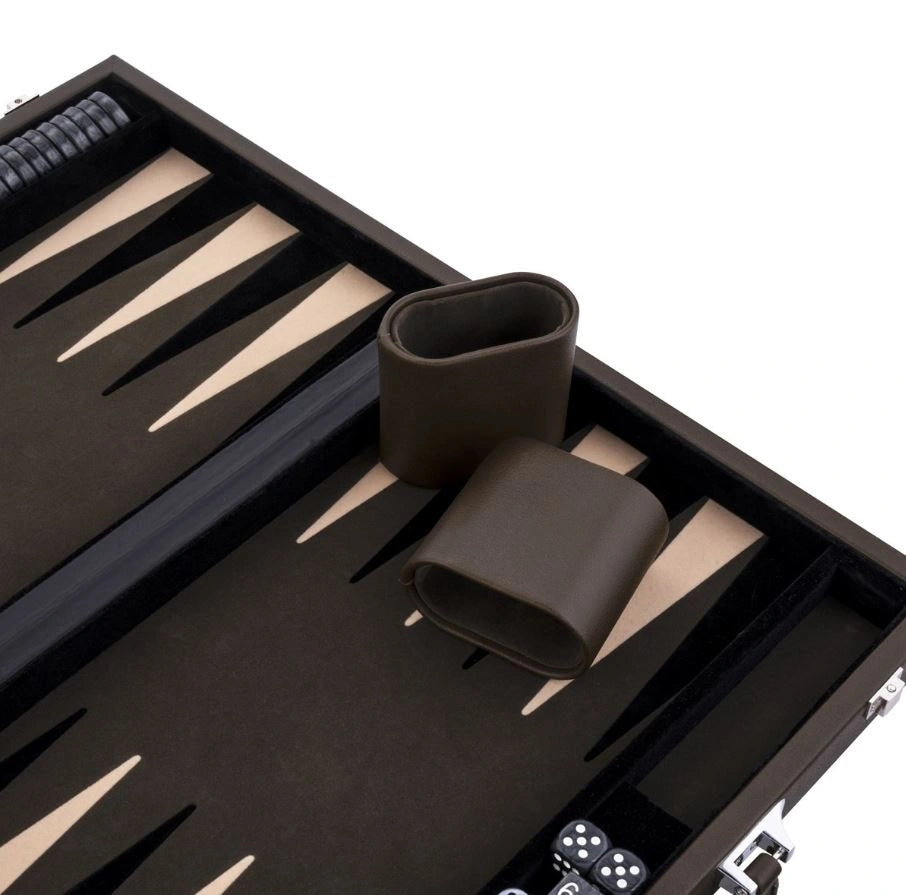 Backgammon 15" Olivgrön i väska