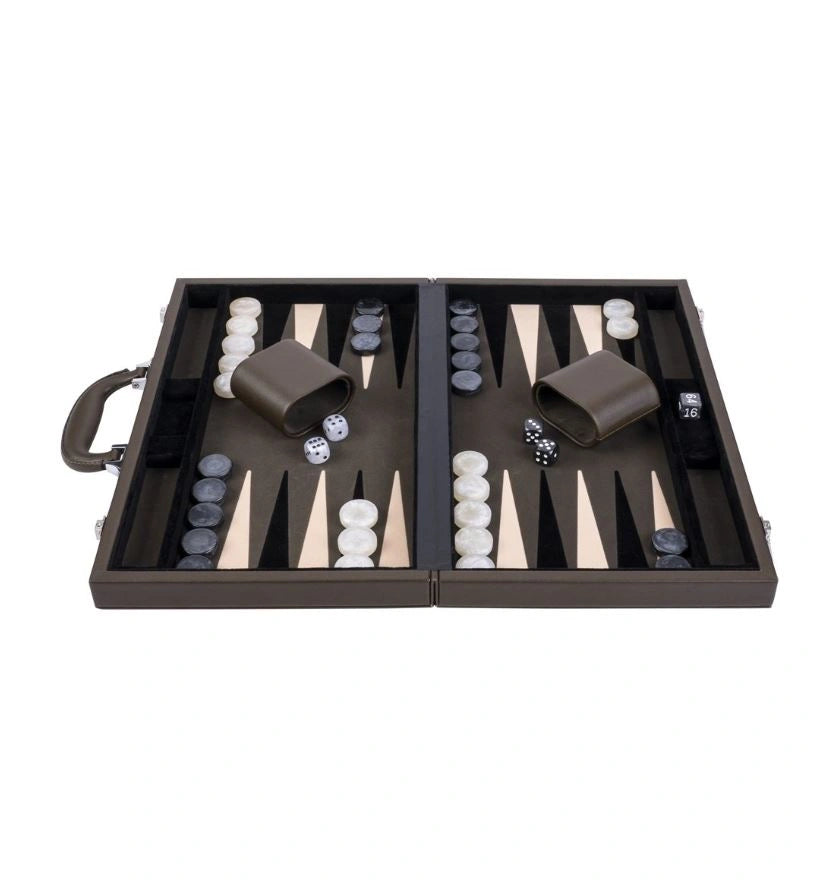 Backgammon 15" Olivgrön i väska
