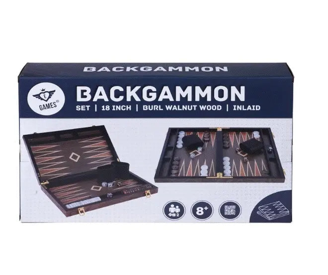 Backgammon 18'' burl walnoot