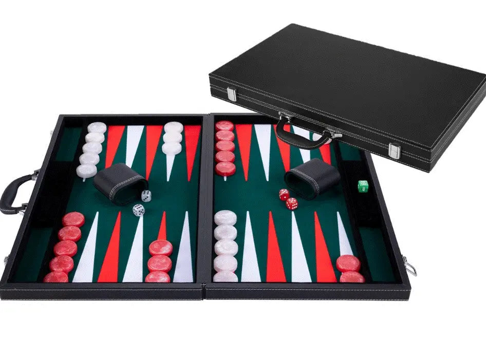 Backgammon 21" Grön, vit och röd