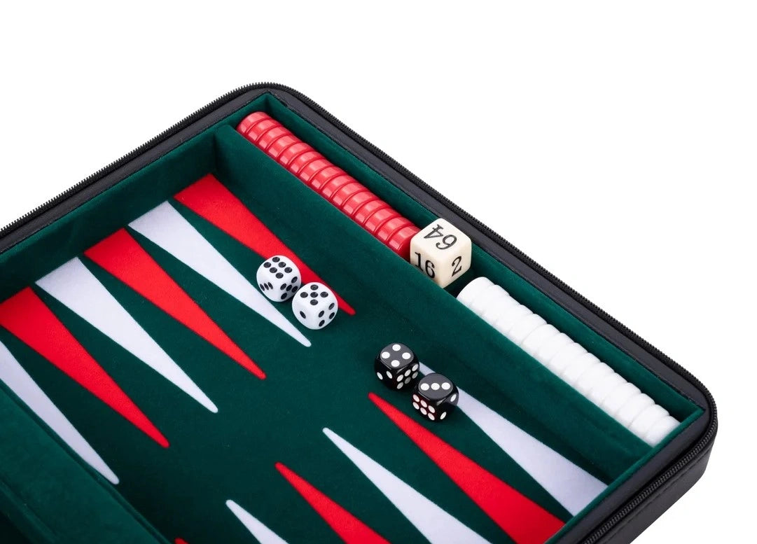 Backgammon 9'', black zipper, green/ red/ white