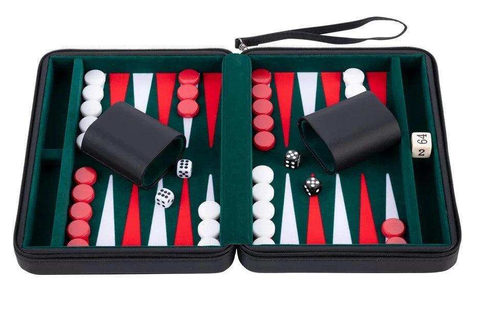Backgammon 9'', black zipper, green/ red/ white