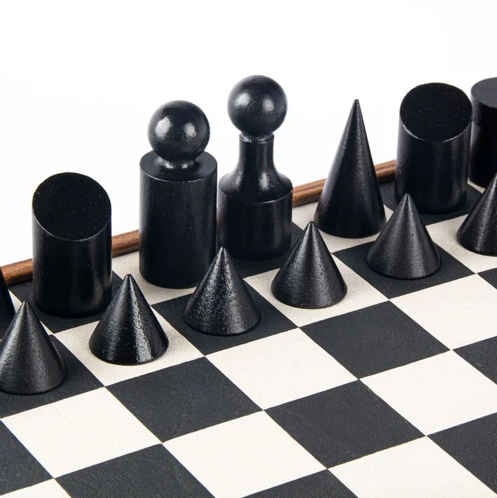 Black Natural Cork Chessboard 40cm Inlaid on wooden box with natural & ebonised chessmen Manopoulos