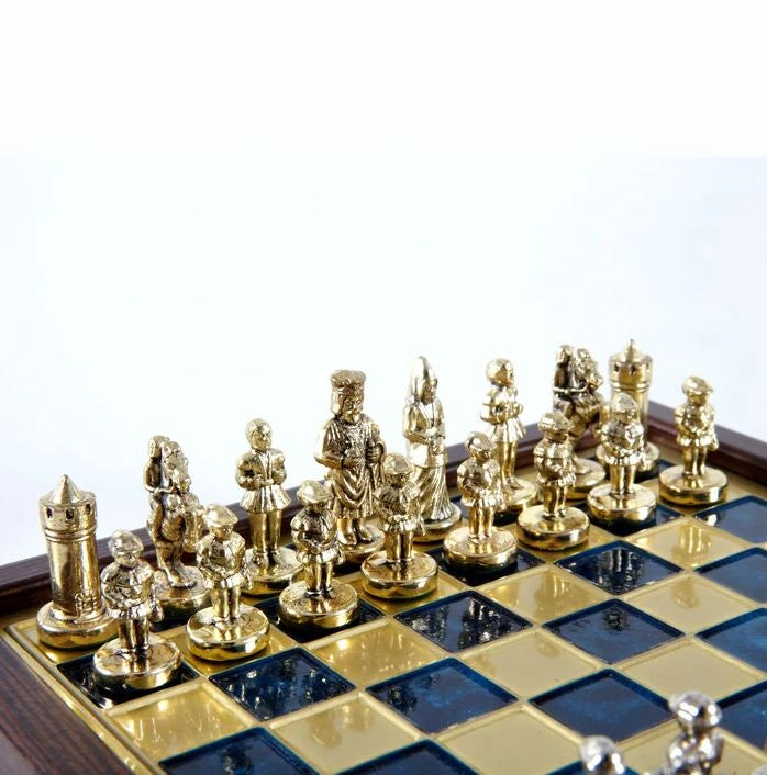 Byzantine Empire Metal Chess Set With 20cm Wooden Chessboard/Box Manopoulos