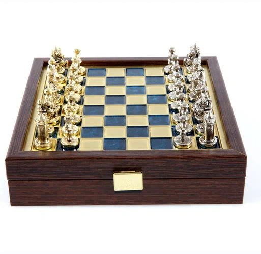 Byzantine Empire Metal Chess Set With 20cm Wooden Chessboard/Box Manopoulos