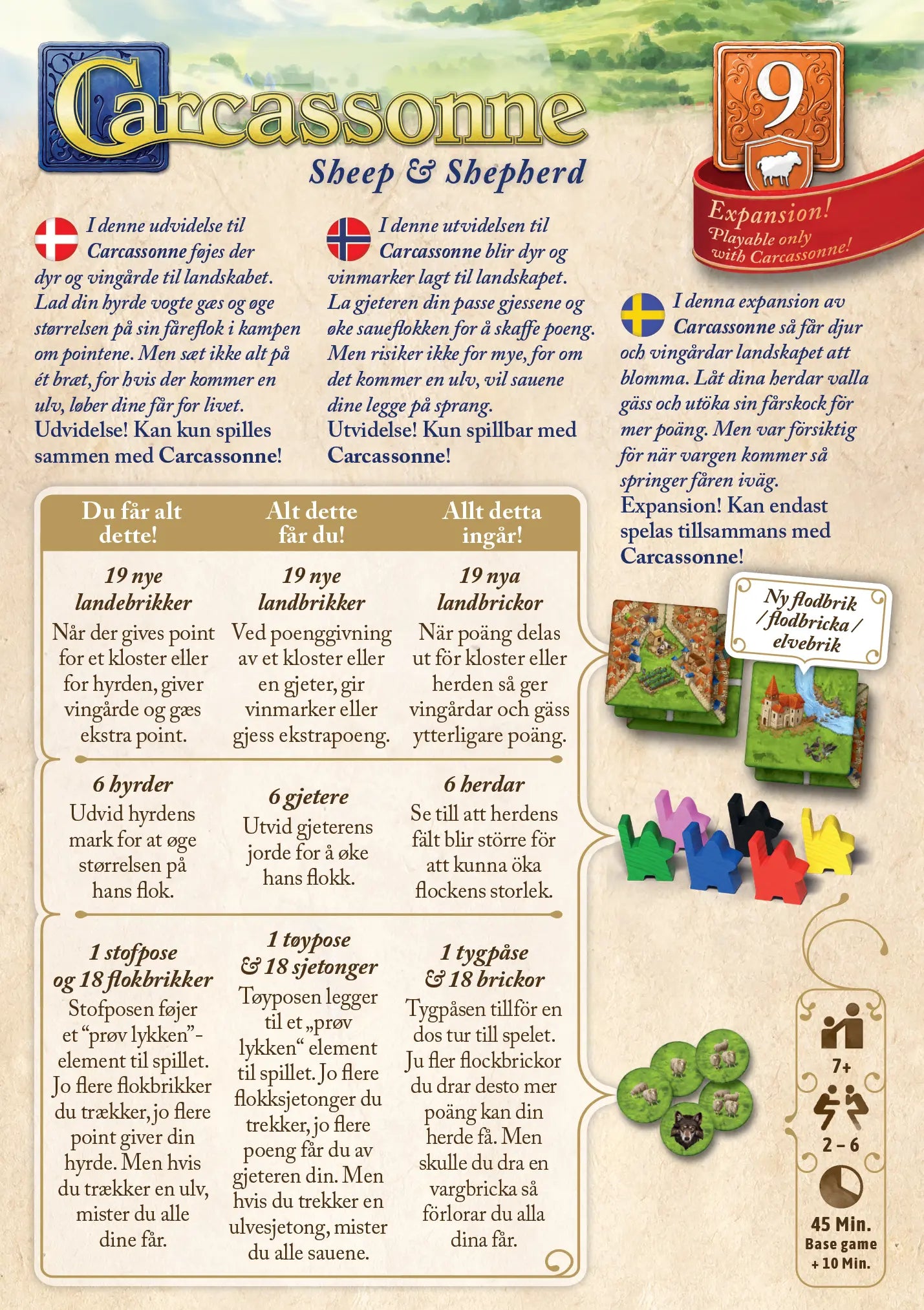 Carcassonne 3.0 - Expansion 9 Sheep & Shepherds (sv)
