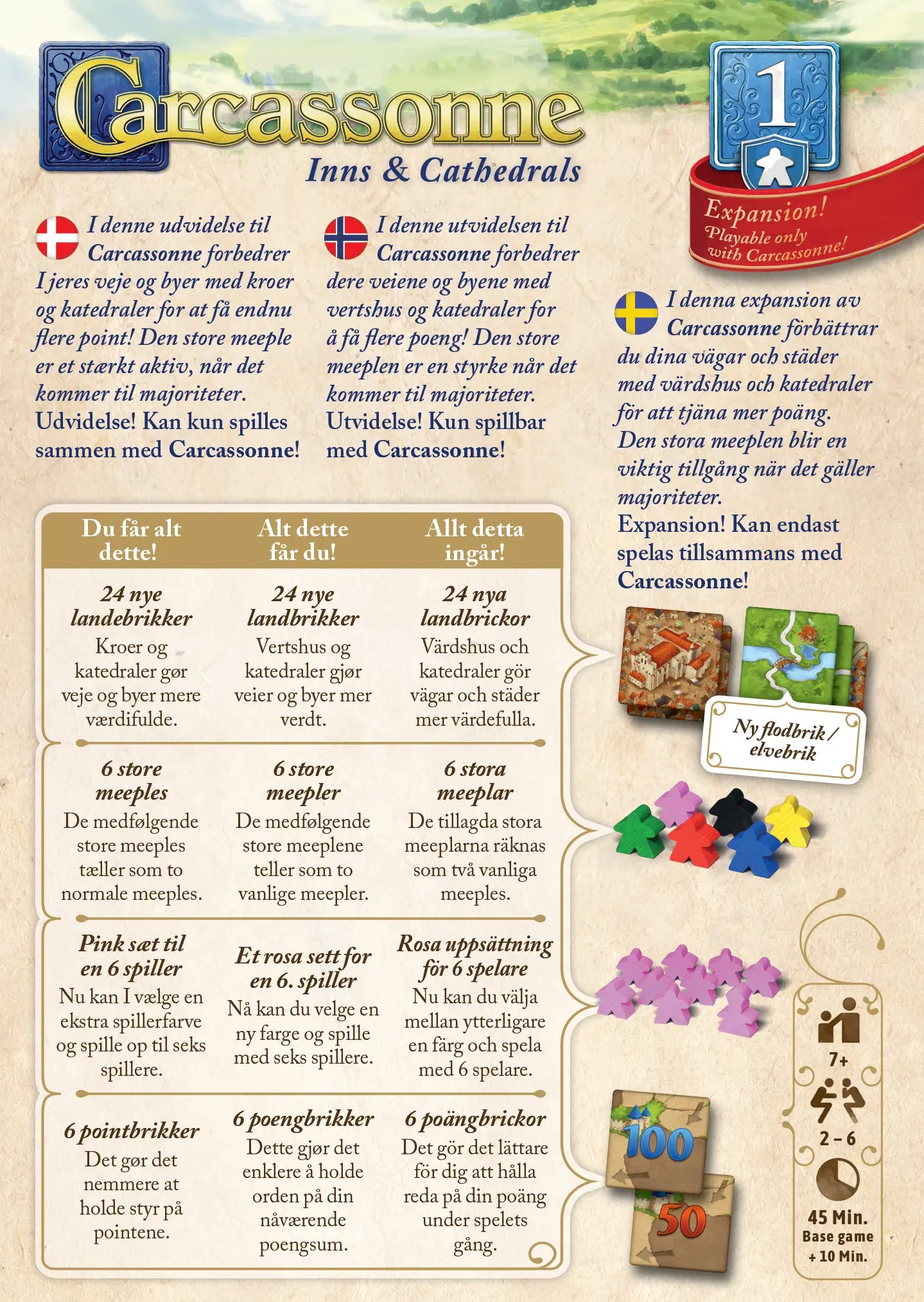 Carcassonne 3.0 - Expansion 1: Inns & Cathedrals (Sv)