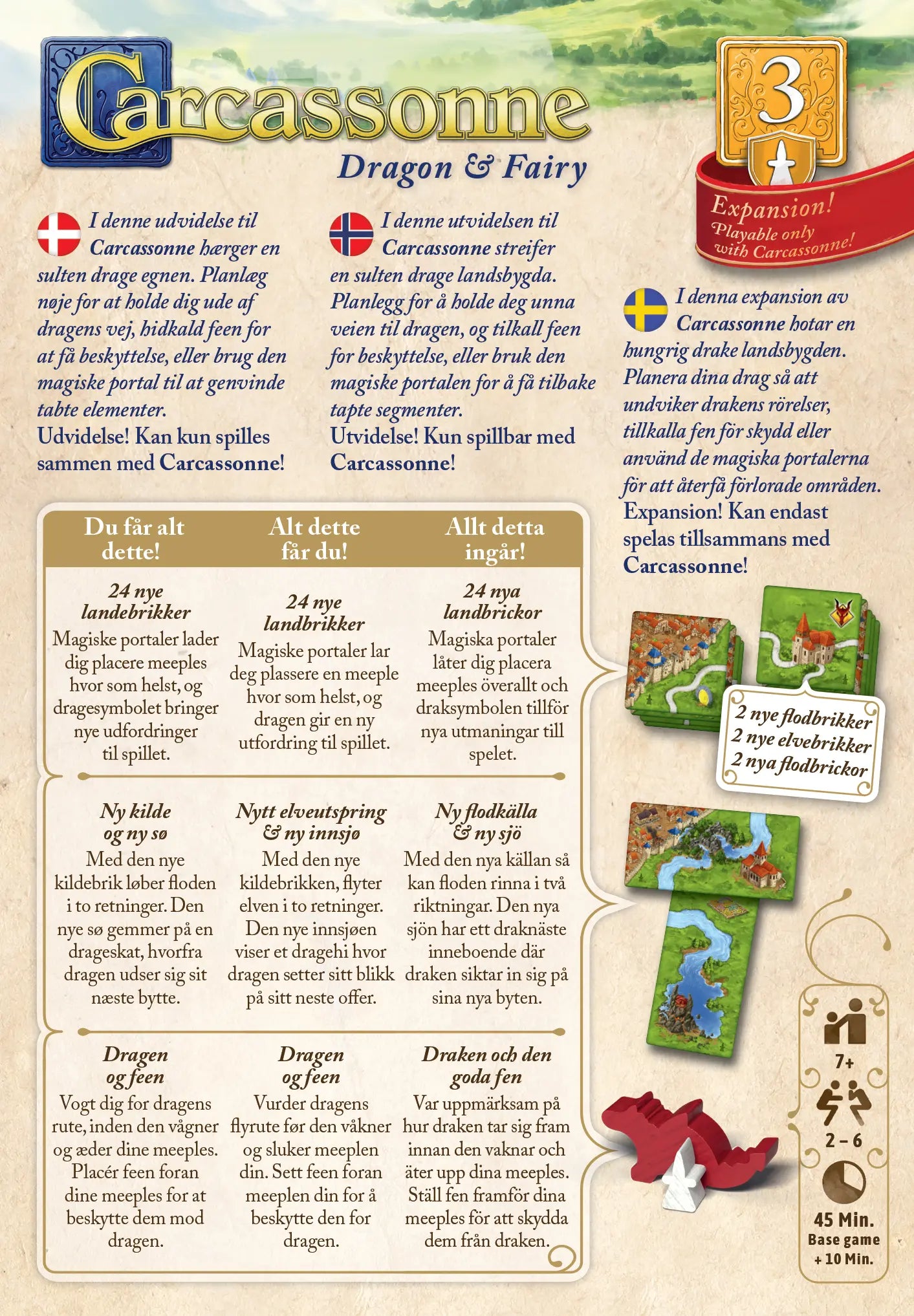 Carcassonne 3.0 - Expansion 3 Dragon & Fairy (sv)