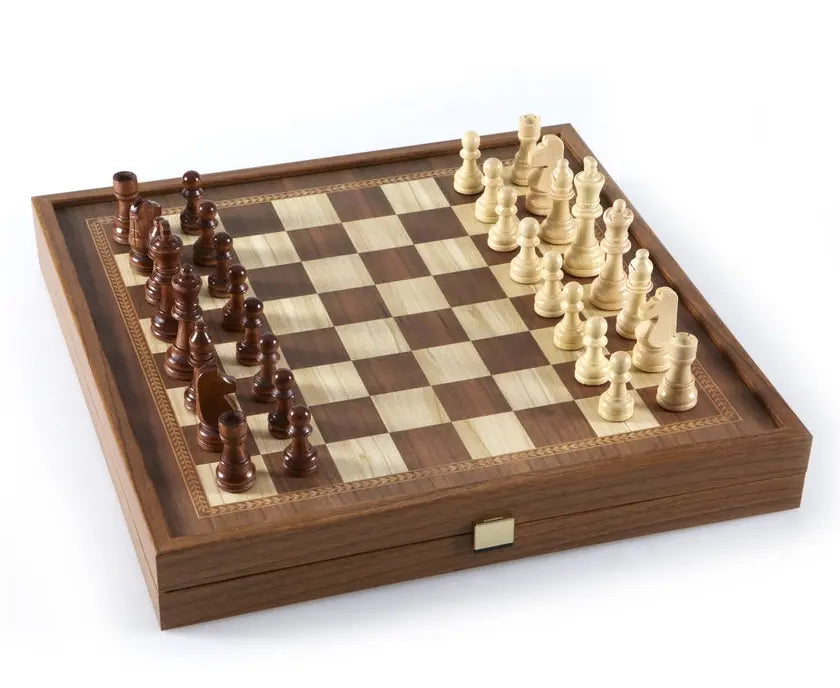 Classic 2-in-1 Chess & Backgammon Set in Walnut Case