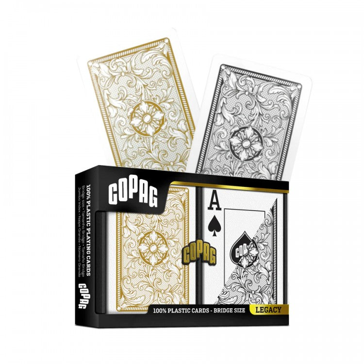 Copag Legacy Bridge Size Jumbo Index Playing Cards Double Deck (black and gold)