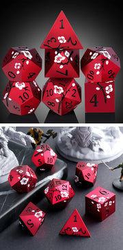 Metal & Enamel Dice Set (7) Sakura Red Reprint