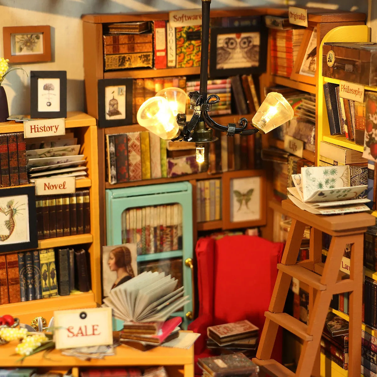 Sam's Study - DIY Miniature House, Bookshelf Decoration Kit - Rolife