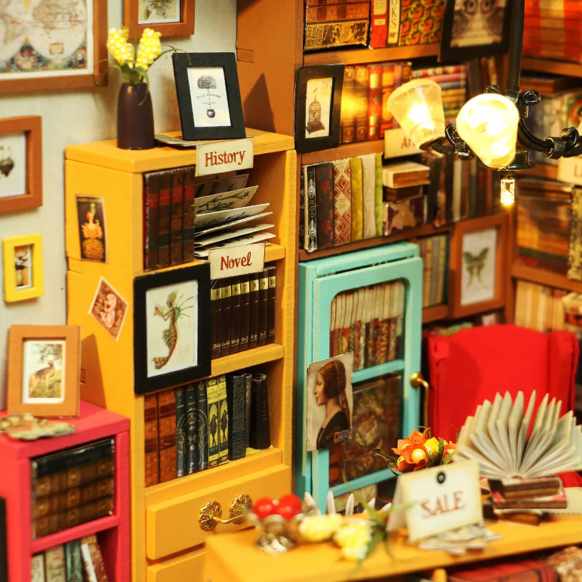 Sam's Study - DIY Miniature House, Bookshelf Decoration Kit - Rolife