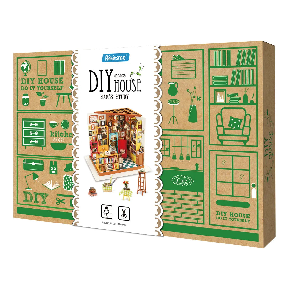 Sam's Study - DIY Miniature House, Bookshelf Decoration Kit - Rolife