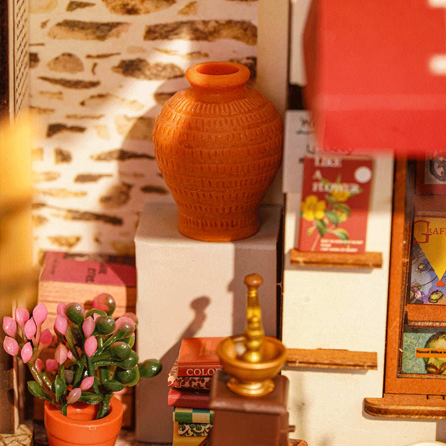 Corner Bookstore - DIY Miniature House, Bookshelf Decoration Kit - Rolife