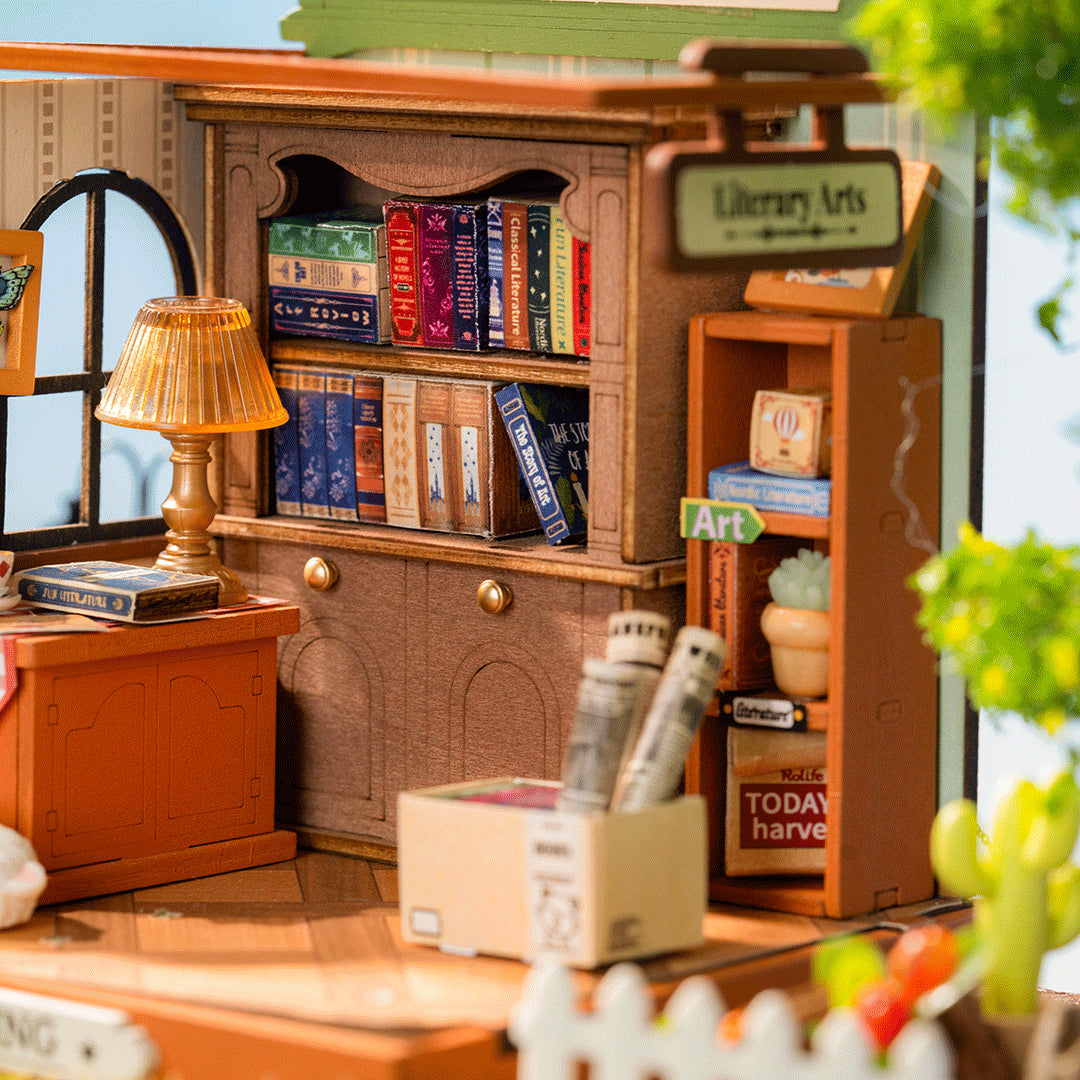 The Muse Bookshop - DIY Miniature House, Bookshelf Decoration Kit - Rolife