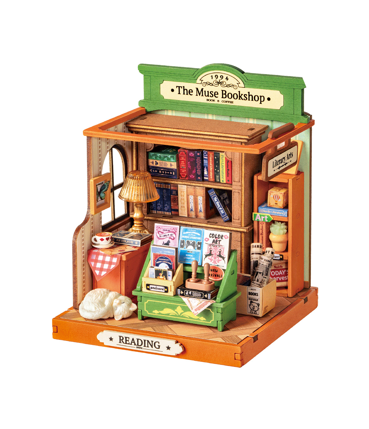 The Muse Bookshop - DIY Miniature House, Bookshelf Decoration Kit - Rolife