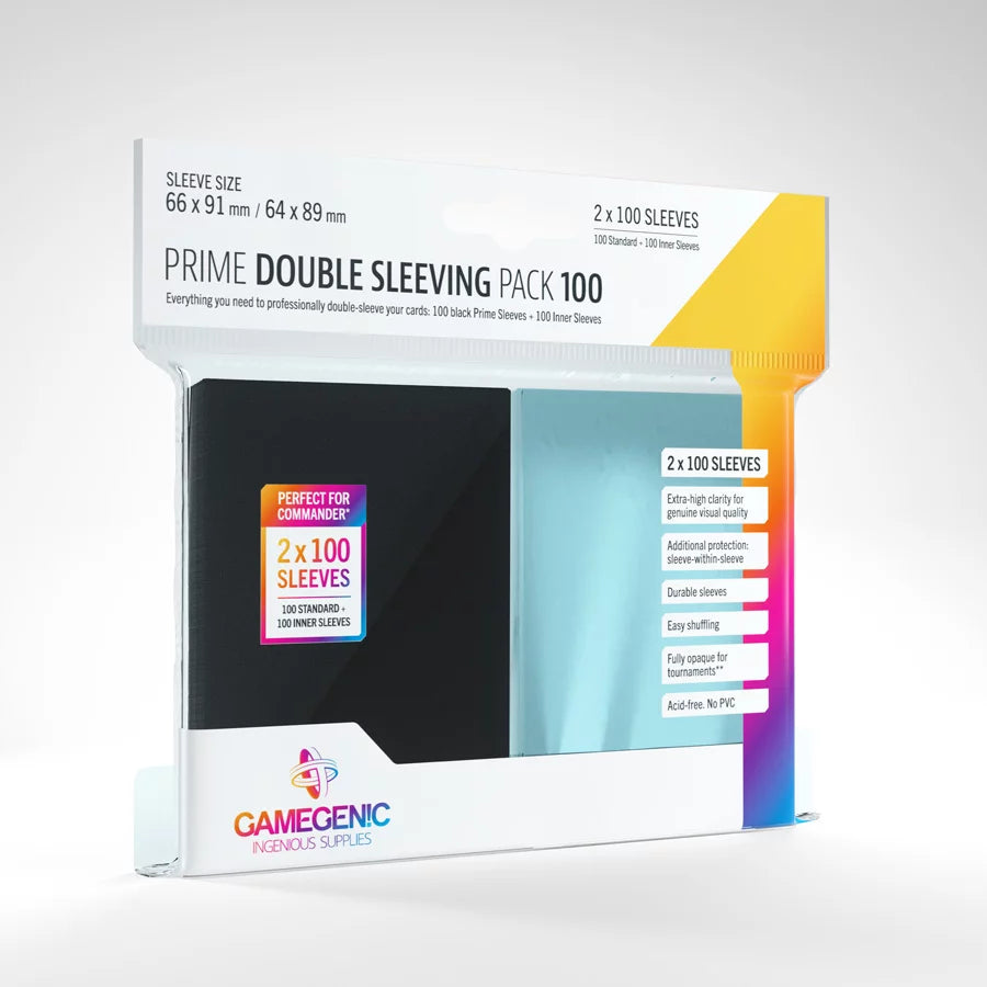 Gamegenic - Prime Double Sleeving Pack Clear/Black (2x100 Sleeves)